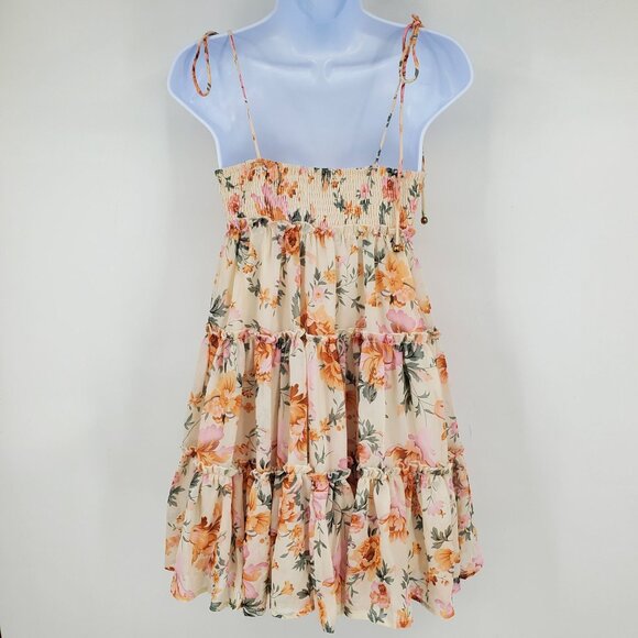 Saints + Secrets Floral Boho Feminine Babydoll Ruffle Tiered Floral Mini Dress S - Picture 3 of 8